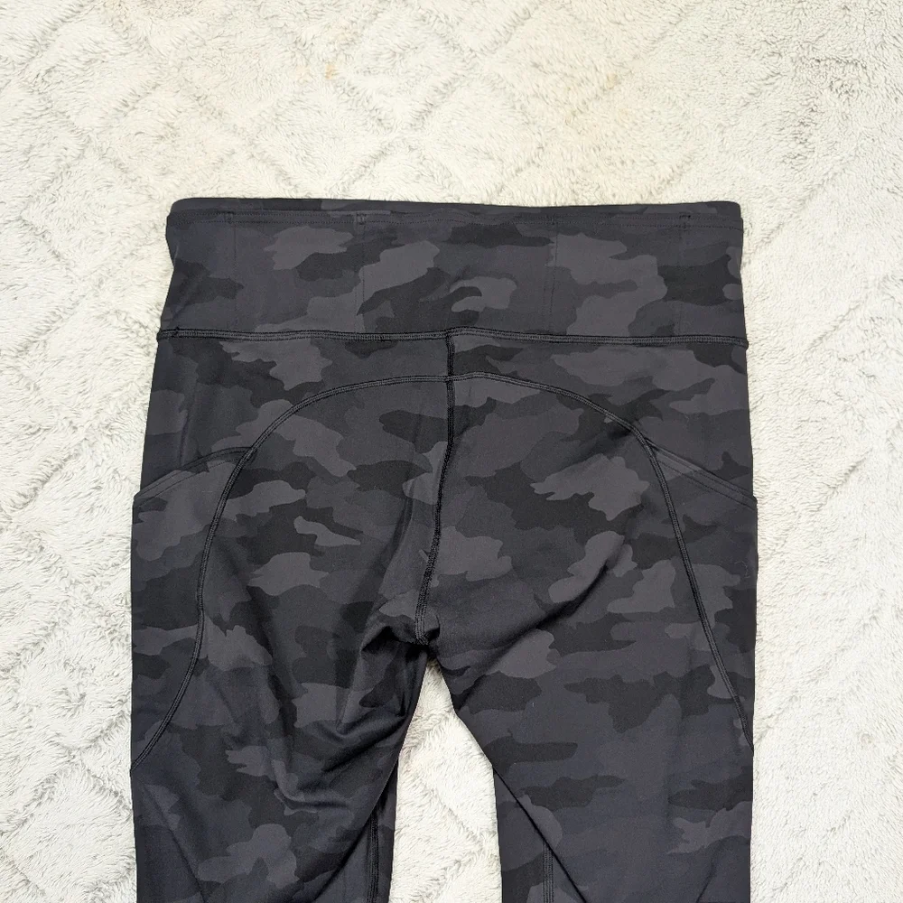 Lululemon Leggings Womens 12 Gray Incognito Camo Fast Free Hi Rise Crop 23” - Picture 11 of 12
